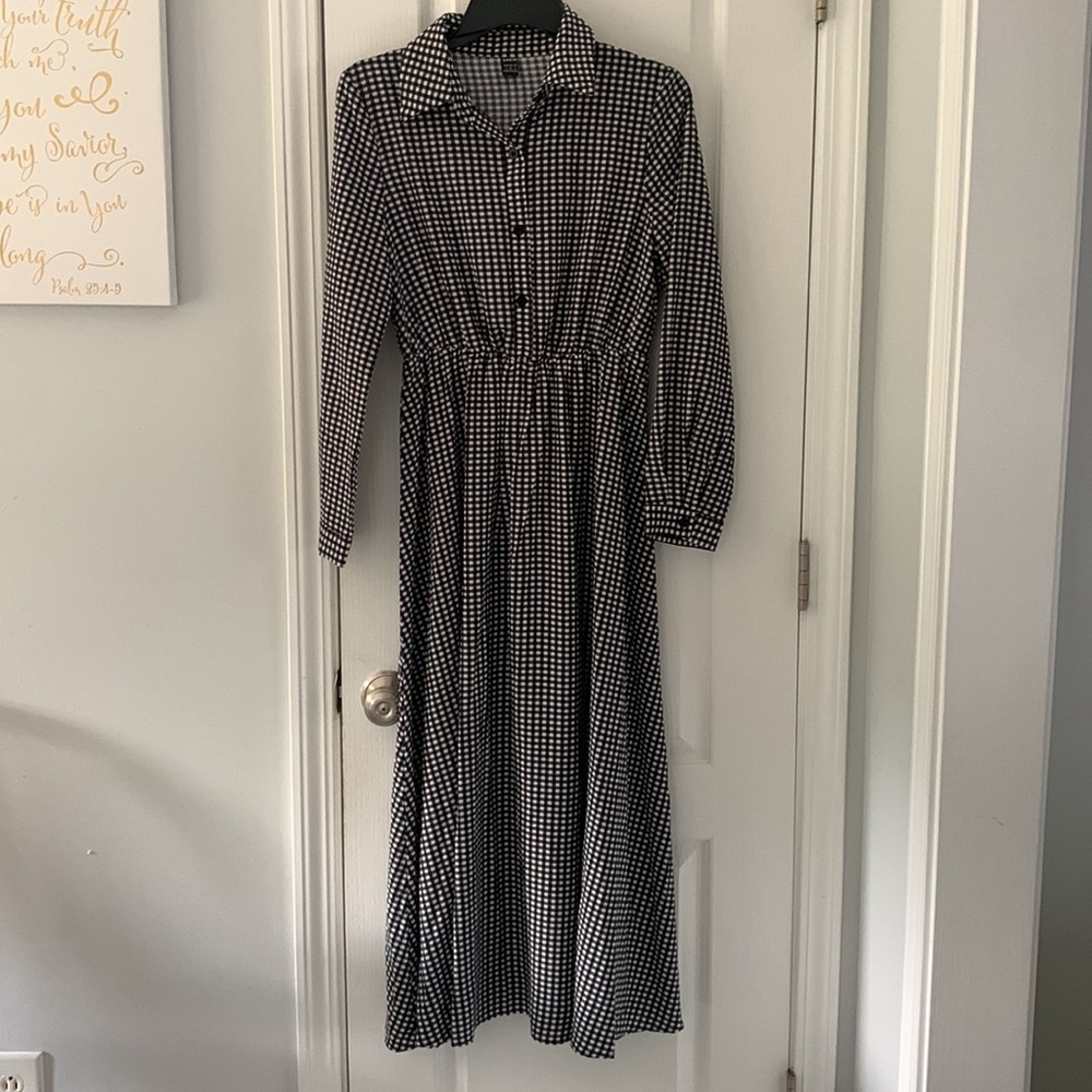 Shein Gingham Print Shirt Dress Without Belt size 4 modesty‎ classic elegant - Picture 13 of 14